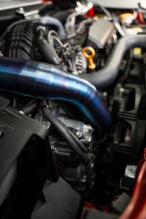 Subaru WRX Performance Air Intake - Torque Solution - Titanium Top Mount Charge Pipe - Burnt Blue - `22-`27 Subaru WRX Performance Air Intake - Torque Solution - Titanium Top Mount Charge Pipe - Burnt Blue - `22-`27